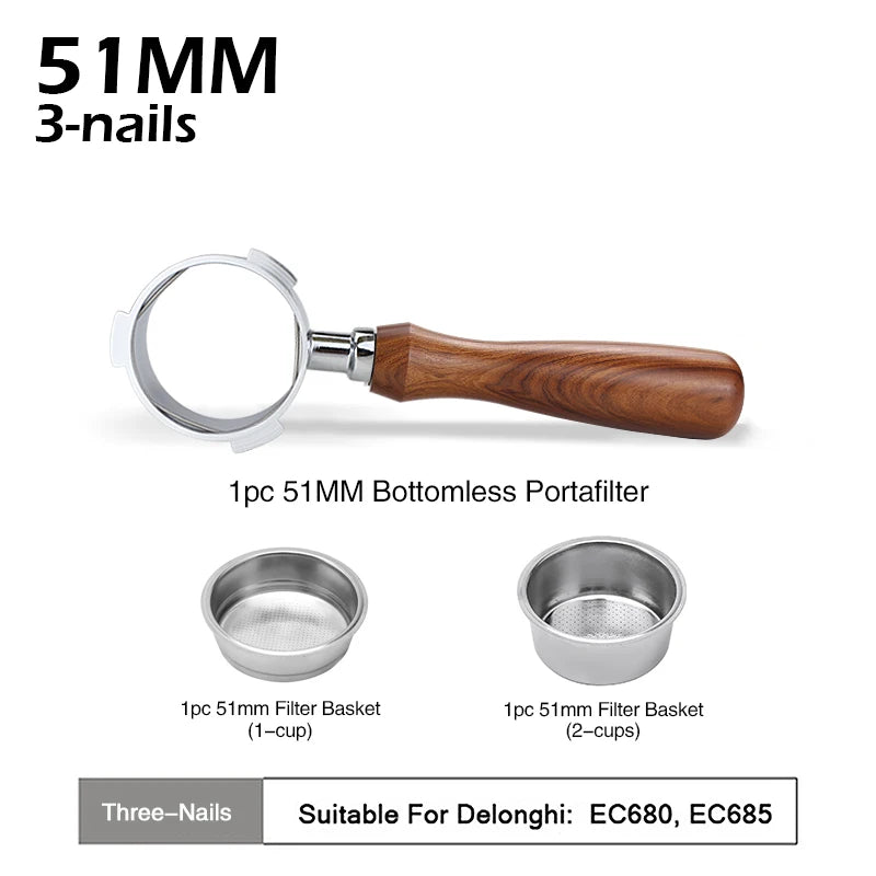 Bottomless 51mm Naked Portafilter For Delonghi