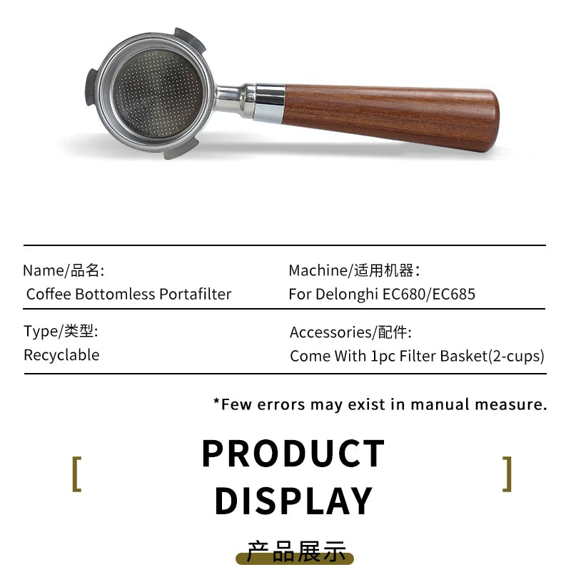 Bottomless 51mm Naked Portafilter For Delonghi