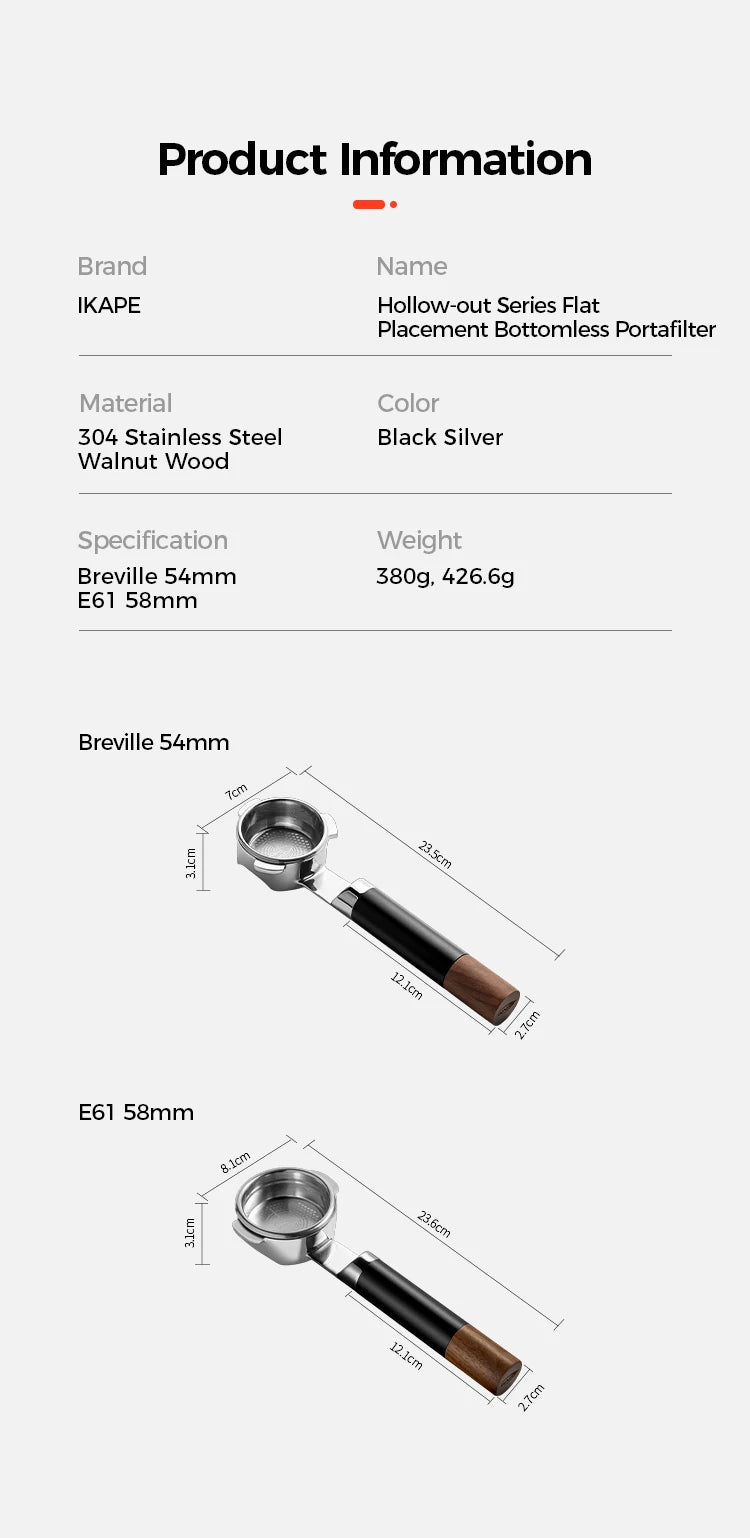 IKAPE Openwork Bottomless Portafilter